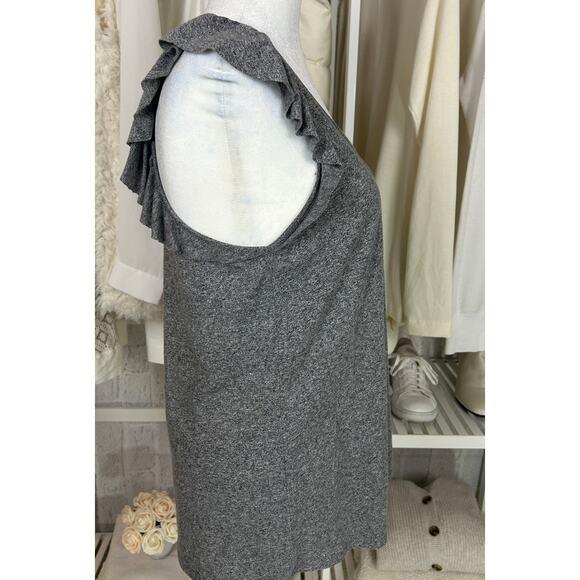 Gap Women's Sz M Tall Heather Gray Ruffle Trim Lightweight Racerback Tank #0483 - Picture 4 of 9